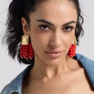 Zara Red Cascade Beaded Earrings